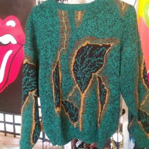 Vintage leaf knit sweater